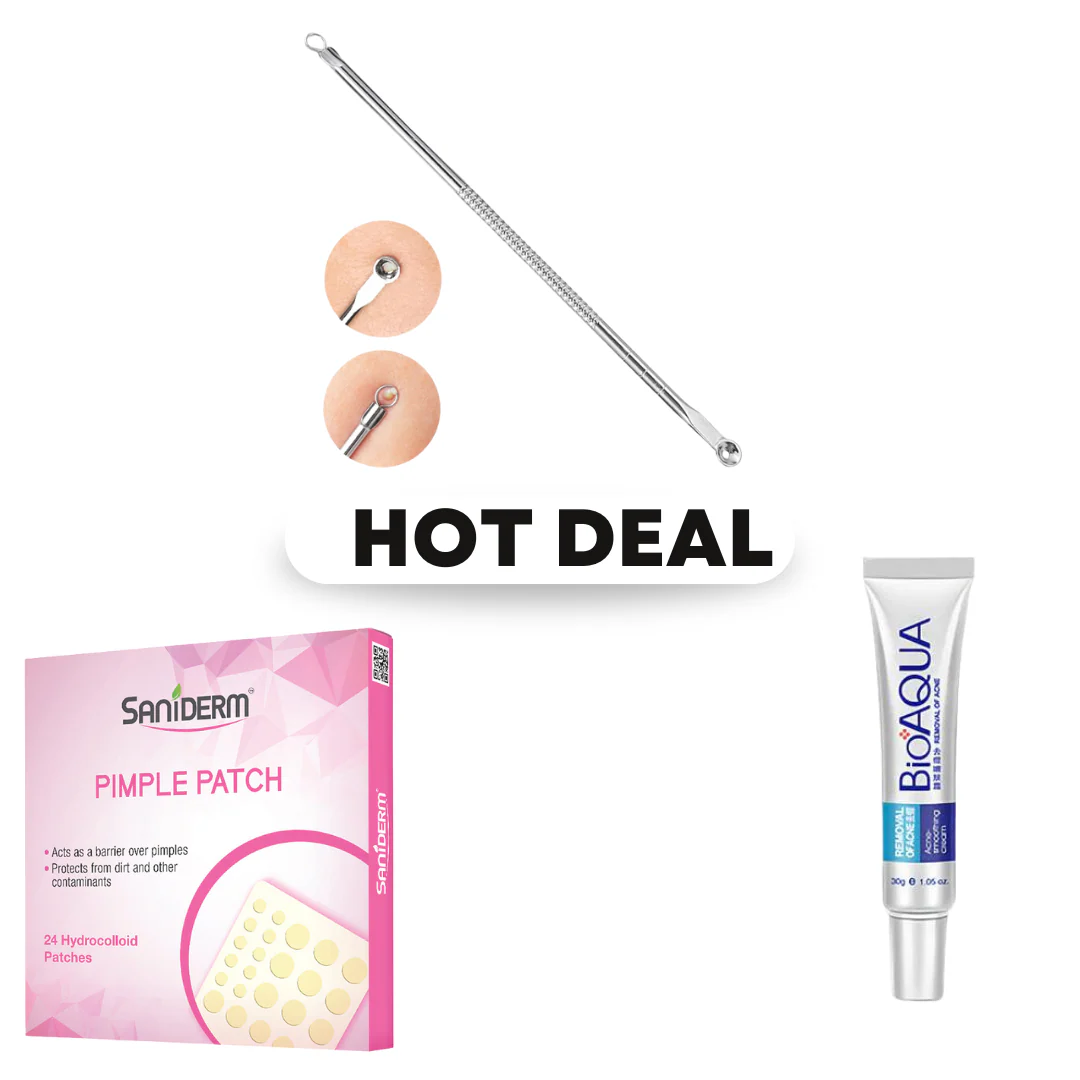 Deal of 3 Acne care Unlock your clear skin potential effective acne care strategies 1. Fast acting pimple patch 2.Pure skin acne removal Treatment 3.blackhead extractor pin